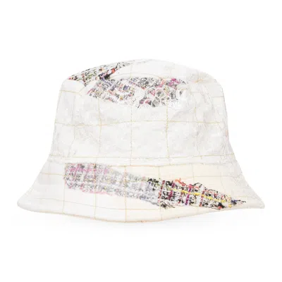 WHO DECIDES WAR WHITE TWEED PATCHWORK BUCKET HAT