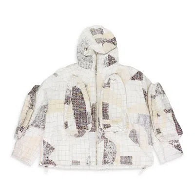 Who Decides War White Tweed Patchwork Window Hoodie In Neutral