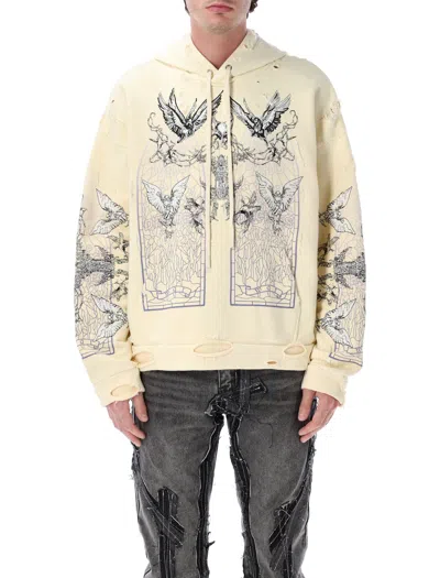 Who Decides War Distressed Ascension Graphic Hoodie In White