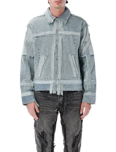 Who Decides War Distressed Denim Exposure Trucker Jacket In Blue