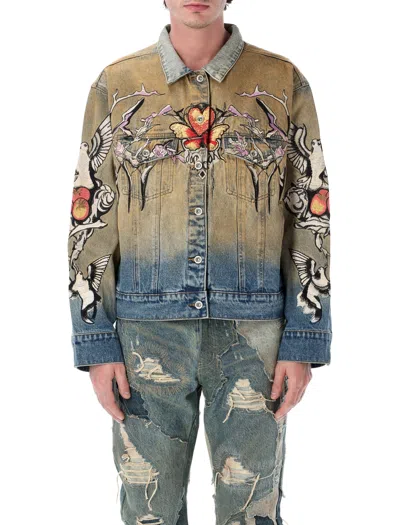 Who Decides War Embroidered Dove Trucker Jacket In Multi