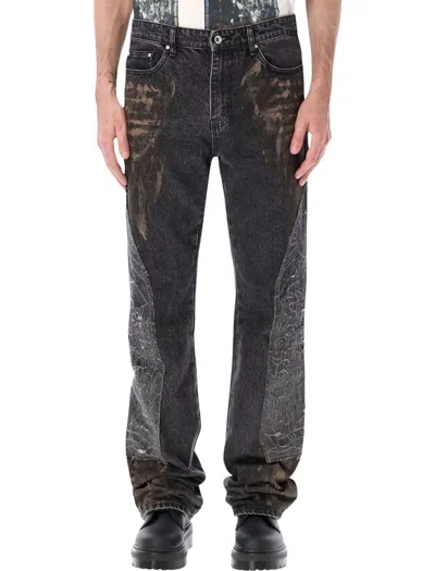 Who Decides War Mechanic Washed Denim Straight Jeans In Gray