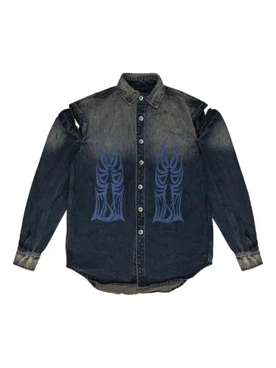 Who Decides War Indigo Gradient Button-down Shirt In Blue