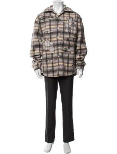 Pre-owned Who Decides War Wool Plaid Print Jacket In Brown