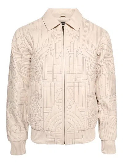 Who Decides War X Pelle Pelle Cathedral Quilted Bomber Jacket In Neutrals