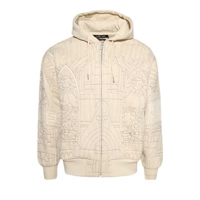 Pre-owned Who Decides War X Pelle Pelle Cathedral Zip-up Hoodie 'cream' | White | Men's Size L