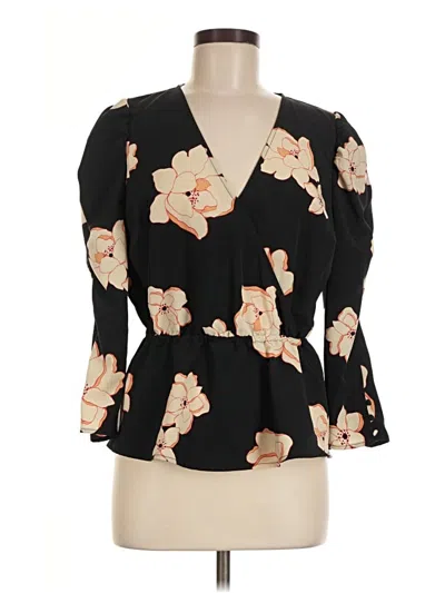 Pre-owned Who What Wear 3/4 Sleeve Blouse In Black