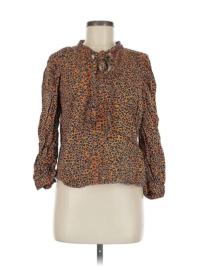 Pre-owned Who What Wear 3/4 Sleeve Blouse In Brown