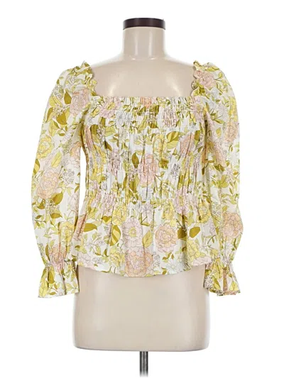 Pre-owned Who What Wear 3/4 Sleeve Blouse In Yellow