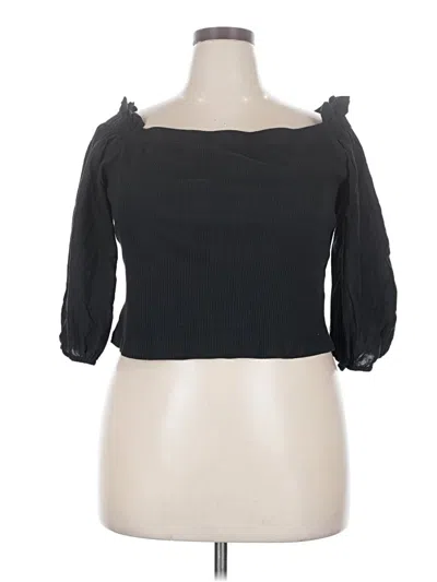 Pre-owned Who What Wear 3/4 Sleeve Top Black Sweetheart Neckline Tops