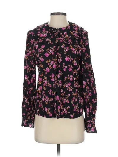 Pre-owned Who What Wear Long Sleeve Blouse In Black