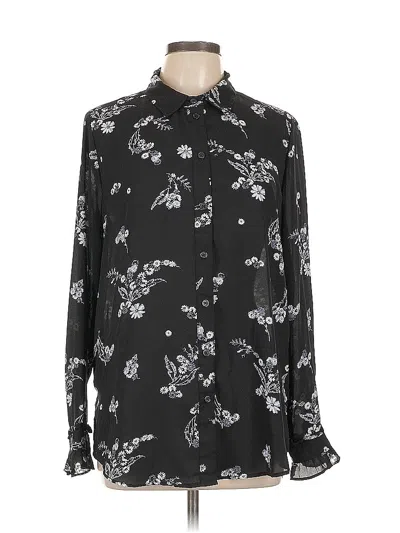 Pre-owned Who What Wear Long Sleeve Blouse In Black