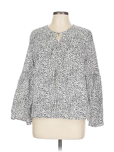 Pre-owned Who What Wear Long Sleeve Blouse In Black