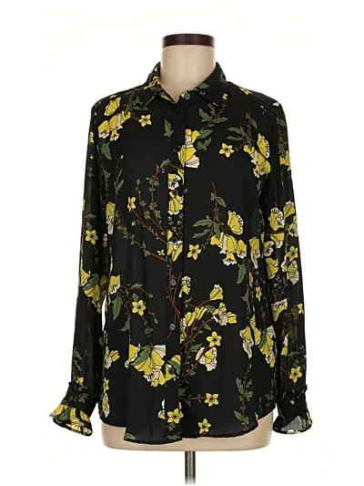 Pre-owned Who What Wear Long Sleeve Blouse In Black