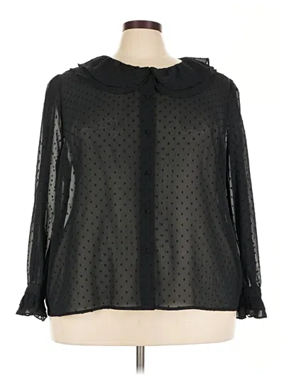 Pre-owned Who What Wear Long Sleeve Blouse In Black