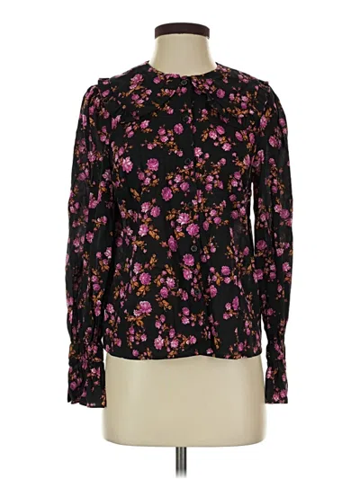 Pre-owned Who What Wear Long Sleeve Blouse In Black