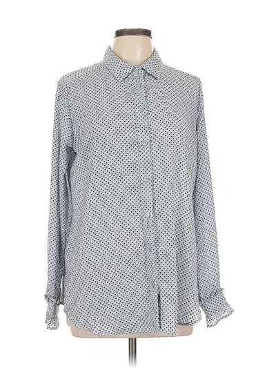 Pre-owned Who What Wear Long Sleeve Blouse In Blue