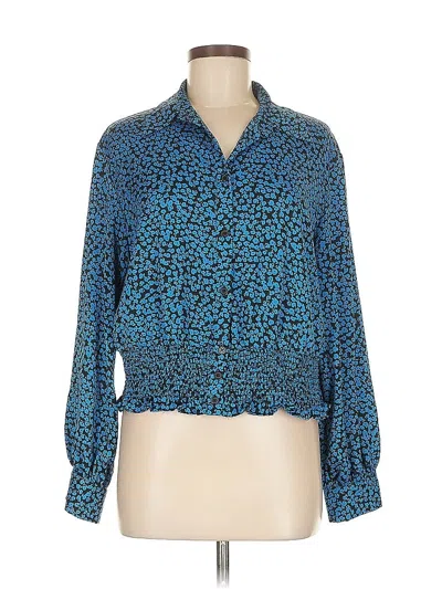 Pre-owned Who What Wear Long Sleeve Blouse In Blue