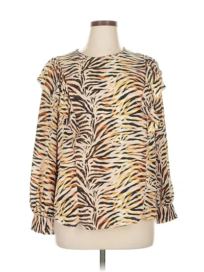 Pre-owned Who What Wear Long Sleeve Blouse In Orange