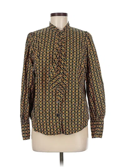 Pre-owned Who What Wear Long Sleeve Button Down Shirt In Gold