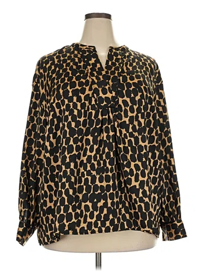 Pre-owned Who What Wear Long Sleeve Polo Shirt In Gold