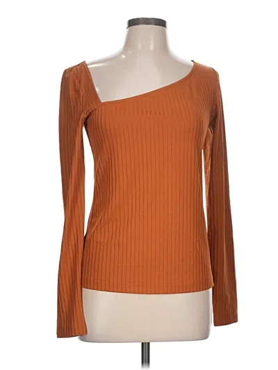 Pre-owned Who What Wear Long Sleeve T-shirt In Brown