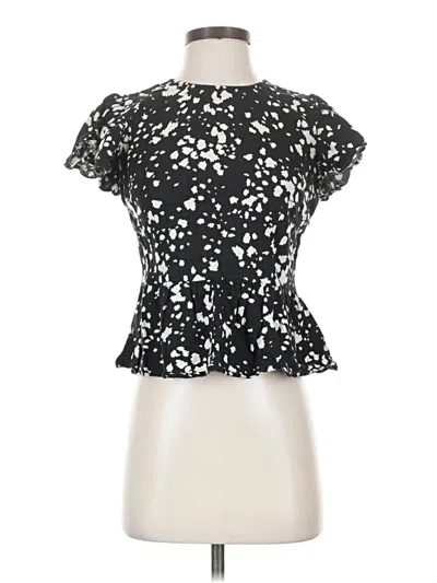 Pre-owned Who What Wear Short Sleeve Blouse In Black