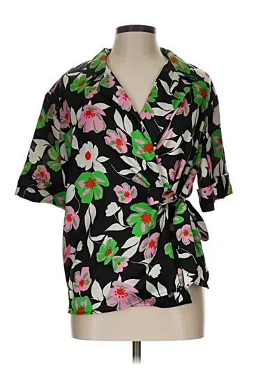 Pre-owned Who What Wear Short Sleeve Blouse In Black