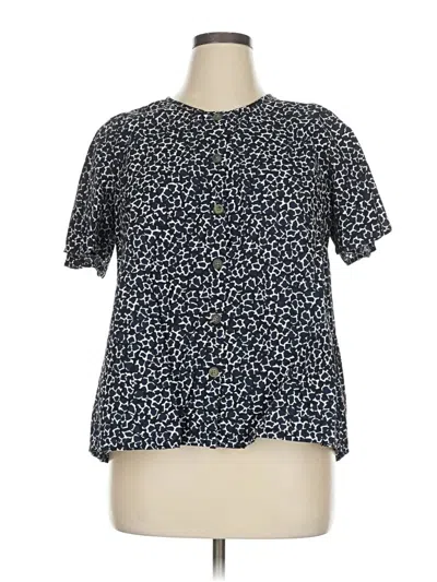 Pre-owned Who What Wear Short Sleeve Blouse In Blue