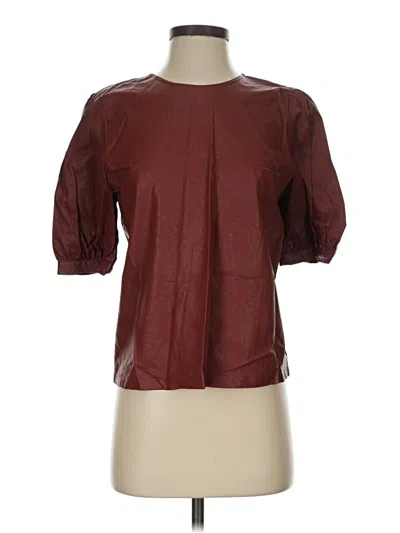 Pre-owned Who What Wear Short Sleeve Blouse In Burgundy