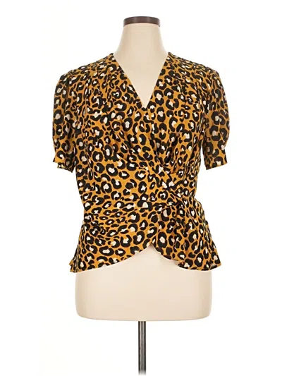 Pre-owned Who What Wear Short Sleeve Blouse In Gold