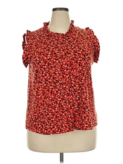 Pre-owned Who What Wear Short Sleeve Blouse In Red