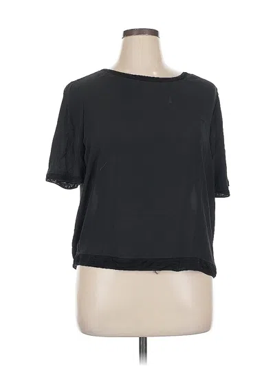 Pre-owned Who What Wear Short Sleeve Top Black Crew Neck Tops