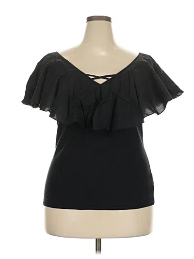 Pre-owned Who What Wear Short Sleeve Top Black Sweetheart Neckline Tops