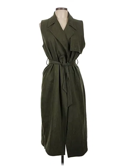Pre-owned Who What Wear Trenchcoat In Green