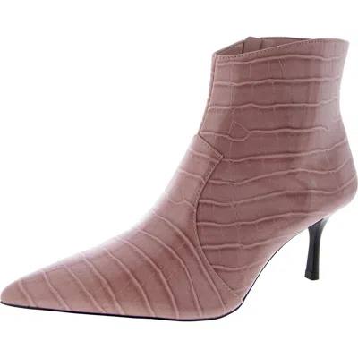 Who What Wear Womens Faux Leather Alligator Print Ankle Boots In Pink