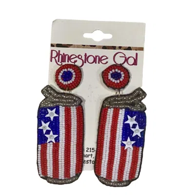 Wholesale Accessory Market Patriotic Usa Can Seed Bead Earrings In Red/white/blue In Multi