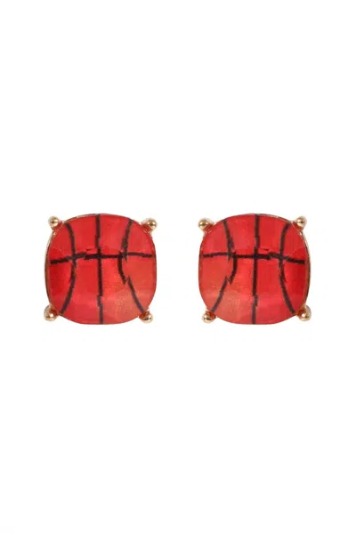 Wholesale Accessory Market Women's Basketball Stud Earrings In Red In Multi