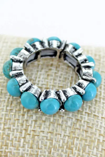 Wholesale Accessory Market Women's Beaded Adjustable Ring In Turquoise In Blue