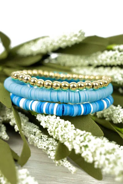 Wholesale Accessory Market Women's Key Largo Aqua And Gold Bracelet Set In Blue/ Gold