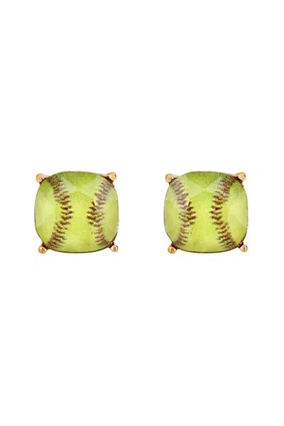 Wholesale Accessory Market Women's Softball Studs Earrings In Gold/ Yellow In Purple