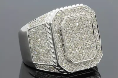 Pre-owned Wholesale Diamonds 1.75 Carat Genuine Diamonds Mens Sterling Silver Engagement Diamond Ring Pinky In I