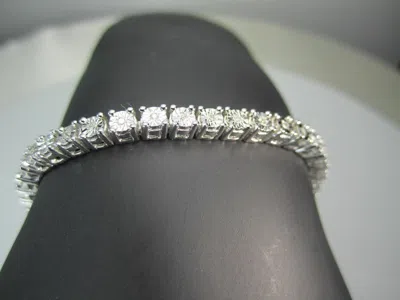 Pre-owned Wholesale Diamonds .30 Ct Men Women Sterling Silver Real Diamond Fanook 1 Row Link Tennis Bracelet In I