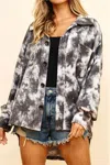 Wholesale Fashion Square Charcoal Tie Dye Top In Black In Black