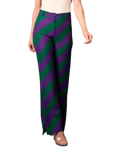 Wholesale Fashion Trends Mardi Gras Pant In Purple/green In Multi