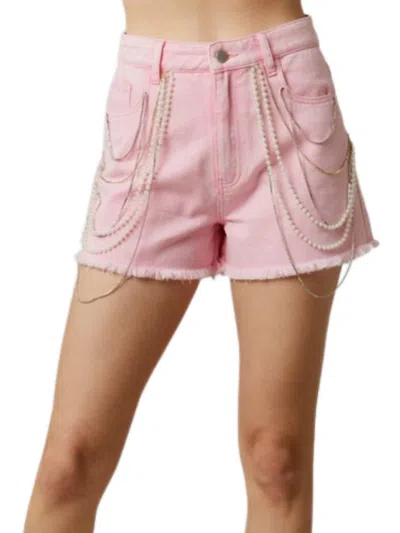 Wholesale Fashion Trends Unmatched Denim Shorts In Pink
