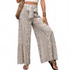 Wholesalesir Flowy Wide Leg Pants With Tie Waist In Beige In Gray
