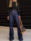 Wholesalesir Jetta High Waisted Button Down Jeans In Dark Denim In Blue