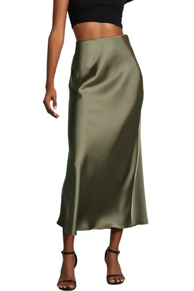 Wholesalesir Lizzie Glossy Skirt In Olive In Green