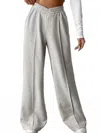 Wholesalesir Sage Casual Elastic V-shaped High Waisted Wide Leg Pants In Grey In Gray